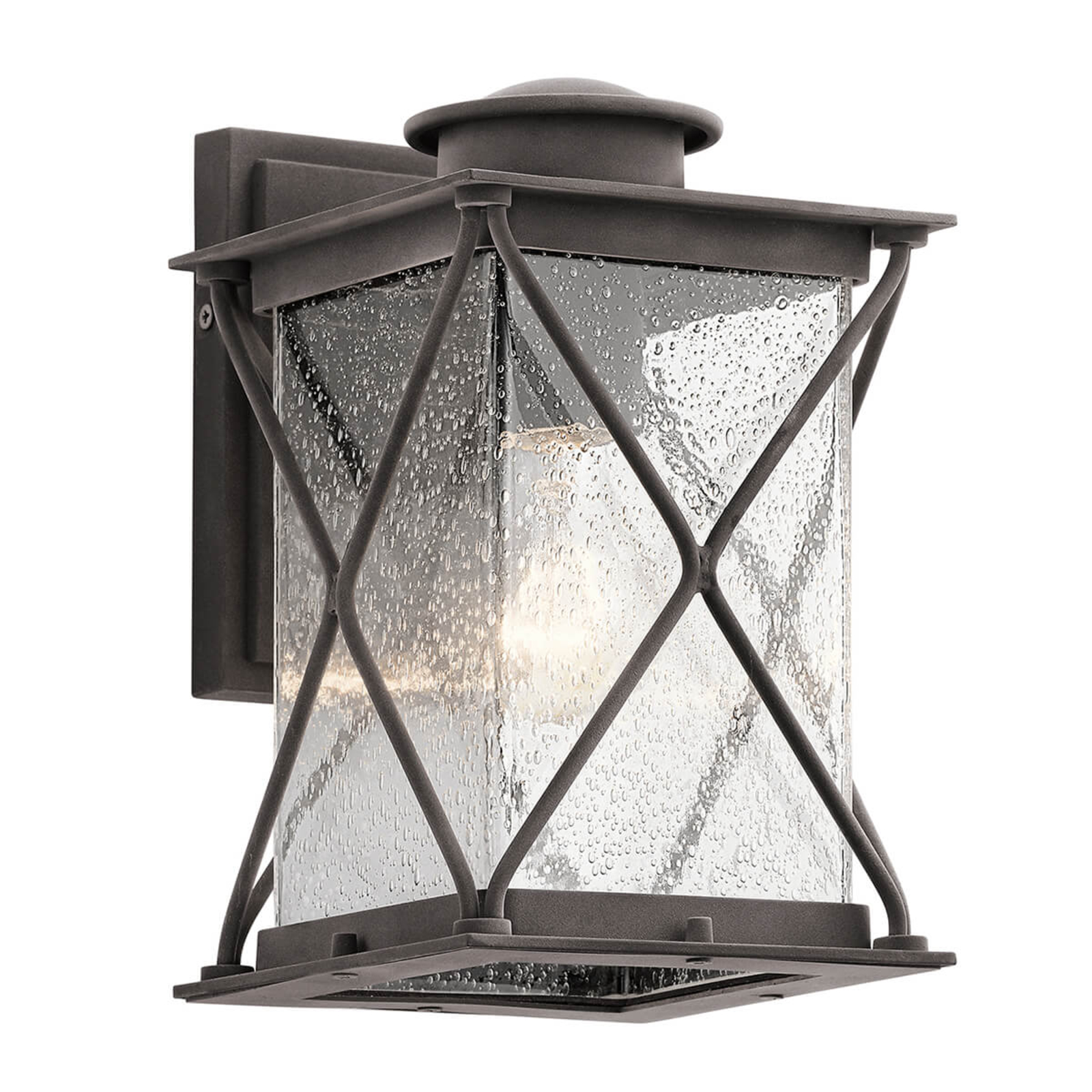 Kichler Argyle udendørs væglampe, lille, i landlig stil - væglampe udendørs - herregårds/rustik udendørslampe zink, klar - metal, glas