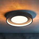 LED-taklampa Solea, matt svart, Ø 40 cm, plast