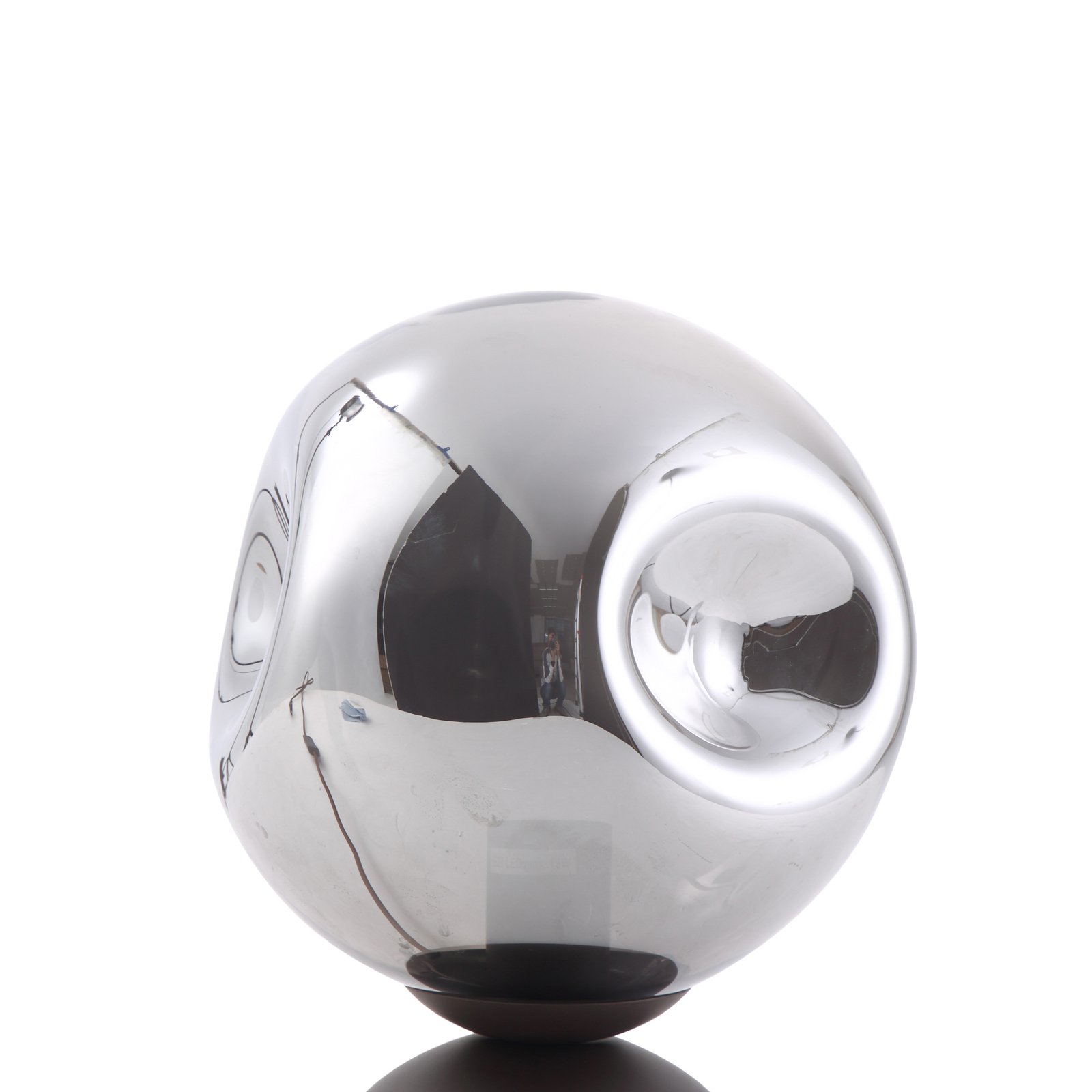 Stolná lampa Lindby Valentina, E27, dymovo sivá, sklo, Ø 25 cm