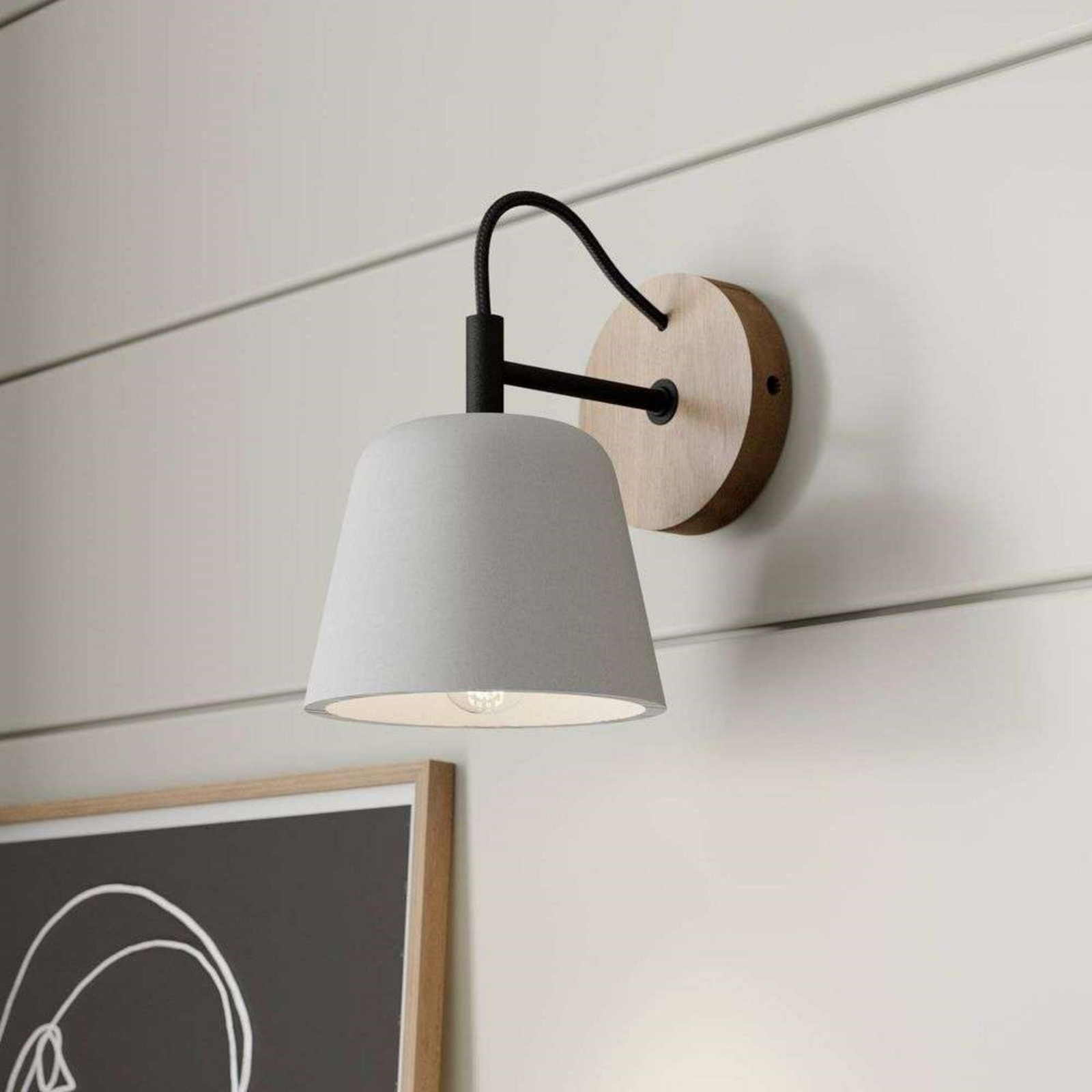 Kalinda Wall Lamp Grey/Oak - Lucande