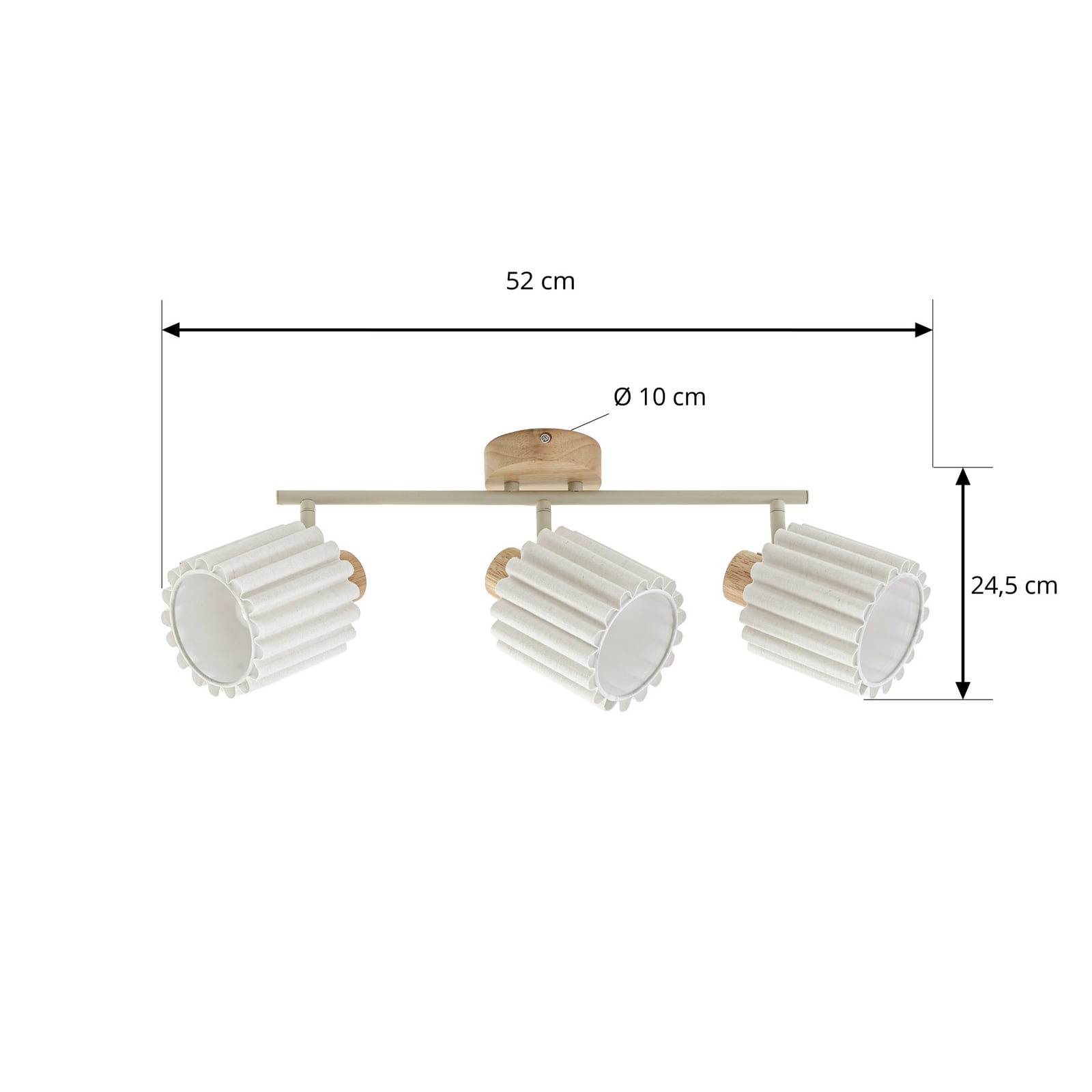 Shiloh loftspot, natur/beige, 3 lyskilder, gummitræ – Lindby