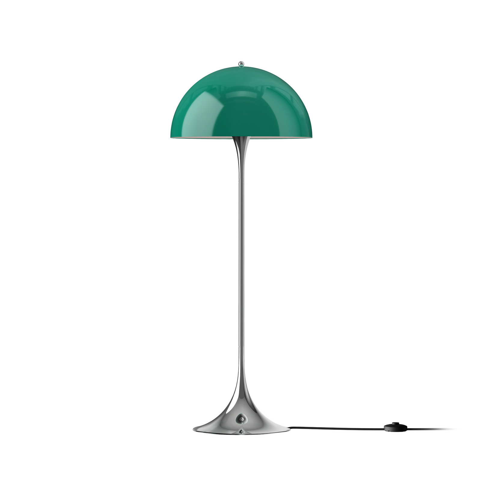 Louis Poulsen Panthella -maavalaisin, vihreä/kromi, korkeus 129 cm