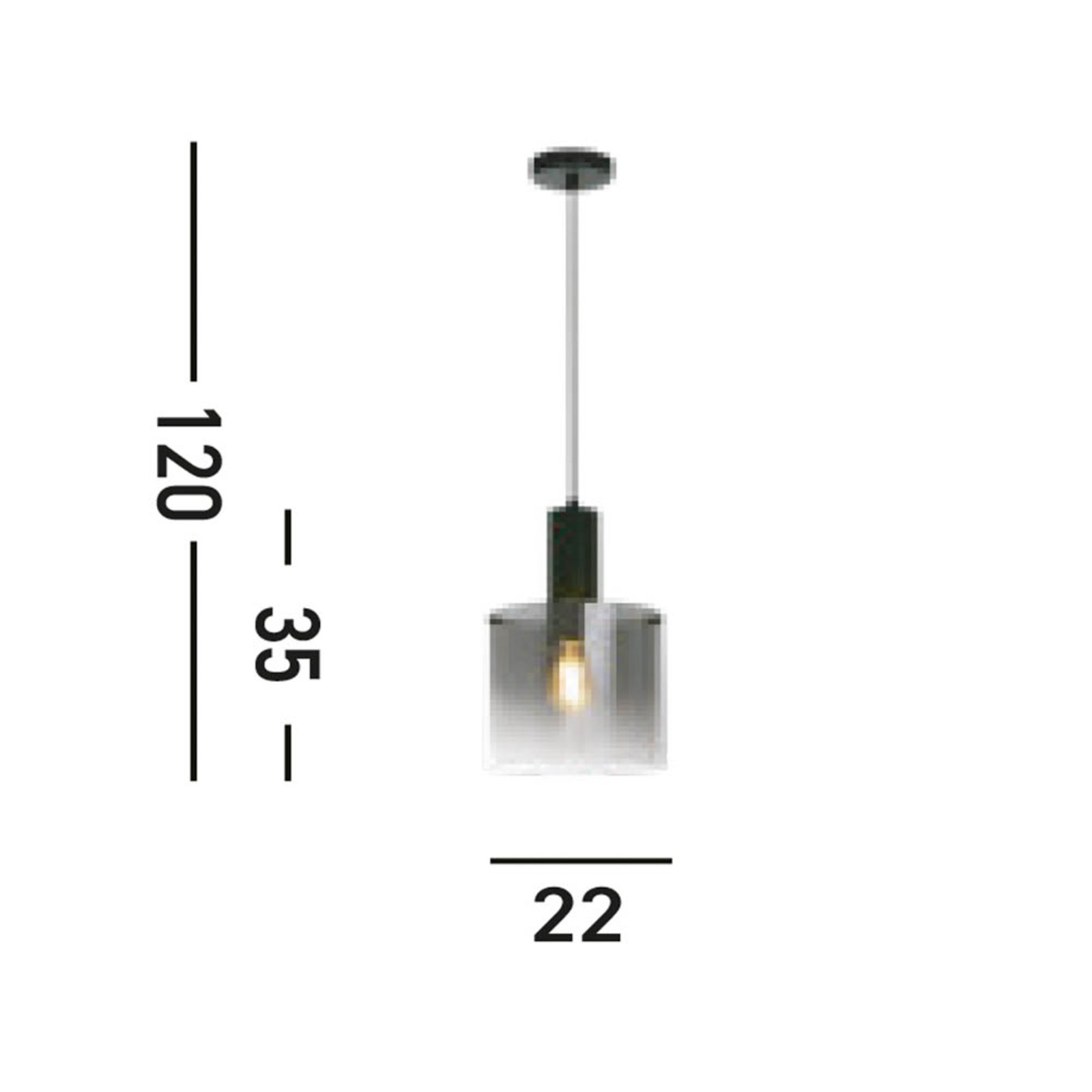 Suedia lampă suspendată, 1 bec, oțel, sticlă, E27