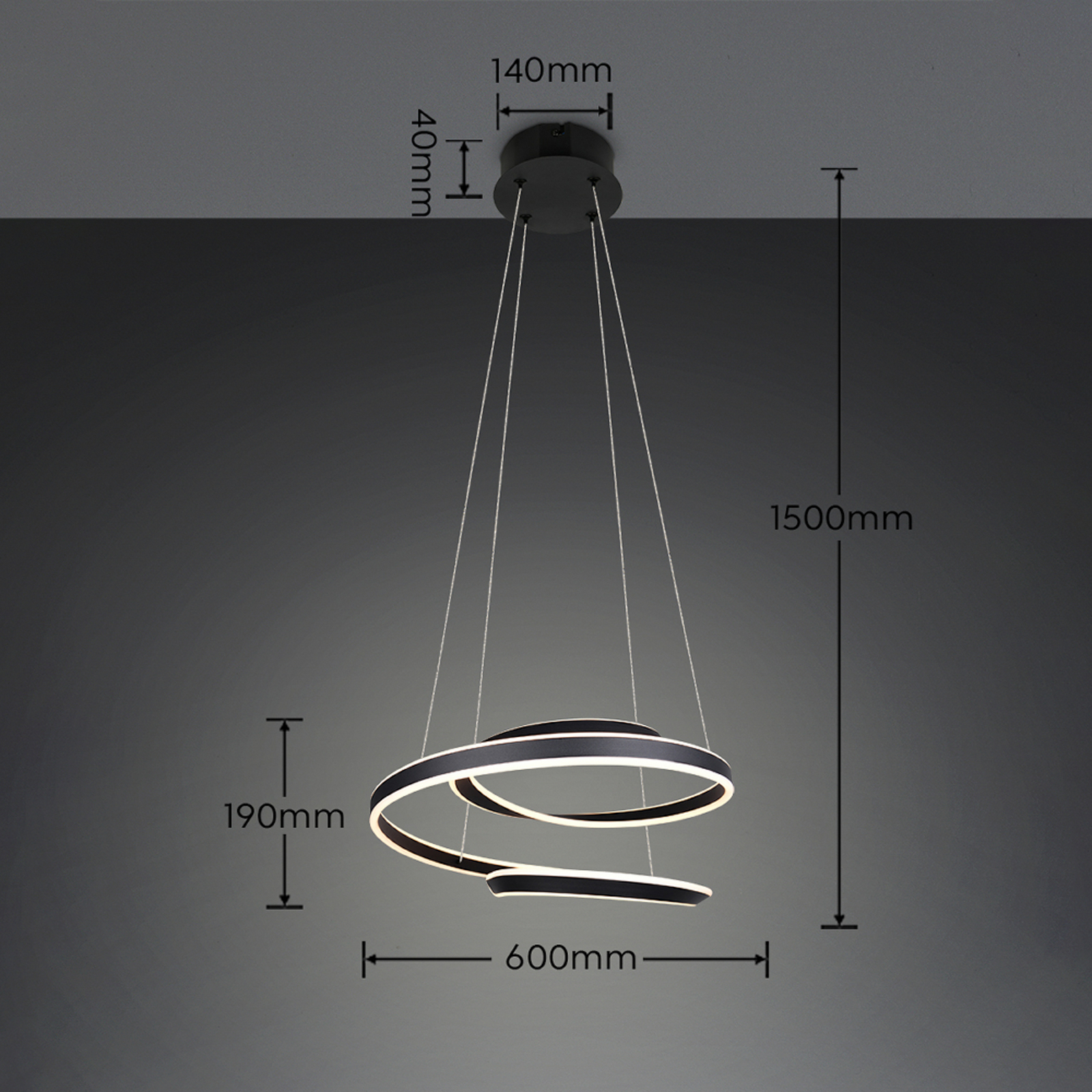 LED-riippvalgusti Arlington, mattmust, pikkus 80 cm, metall, CCT LED-riippvalgusti Arlington, mattmust, pikkus 80 cm, metall, CCT