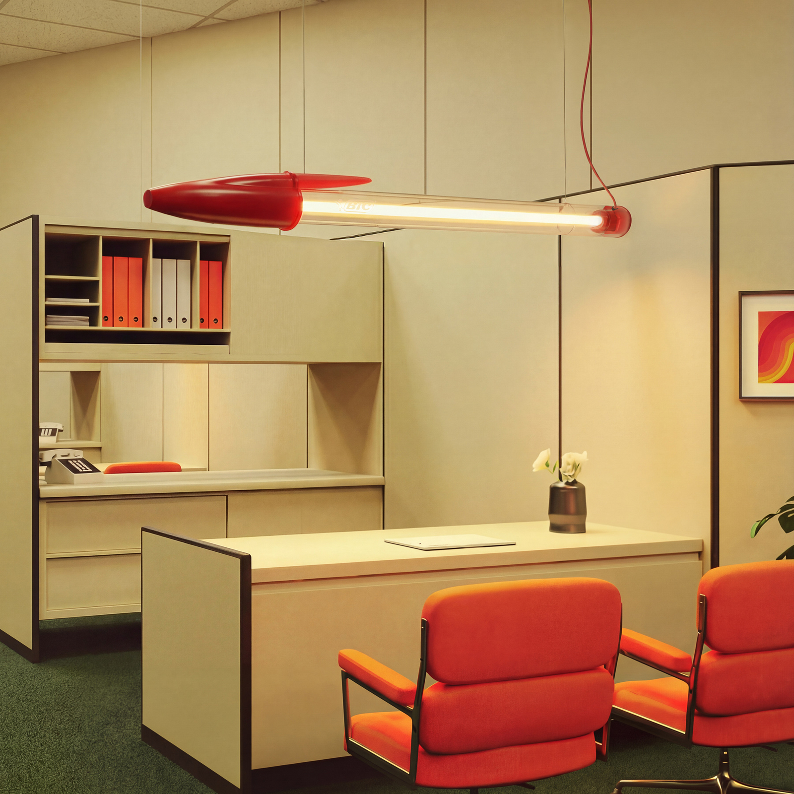 BIC LED-Pendelleuchte, rot, Länge 173 cm - Seletti