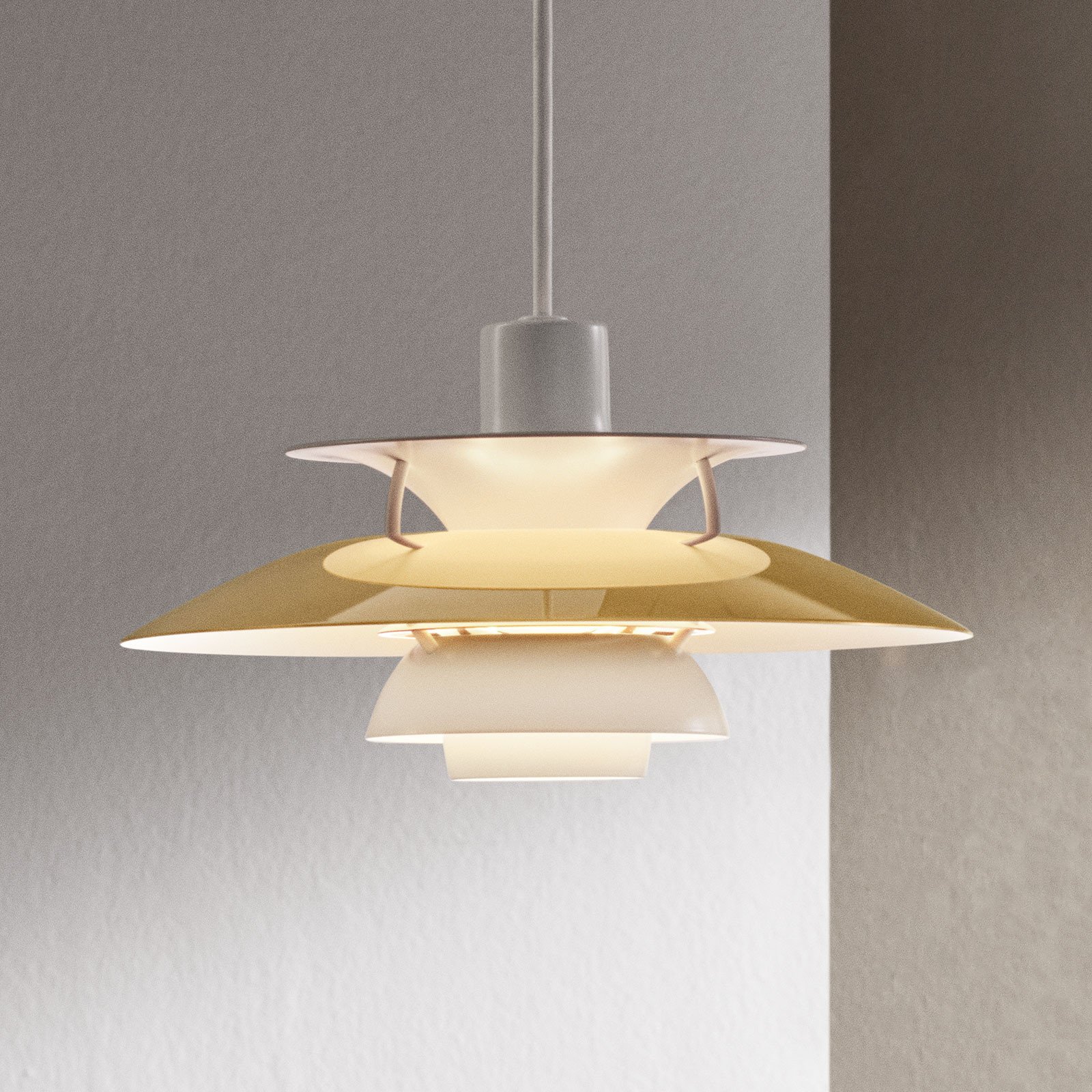 Louis Poulsen PH 5 Mini alamă lampă susp. Ø 30 cm - Camera de zi / sufragerie - design - alamă alb - Metal
