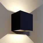 Lindby LED-Außenwandlampe Glyn, schwarz, Metall, 12cm, IP44