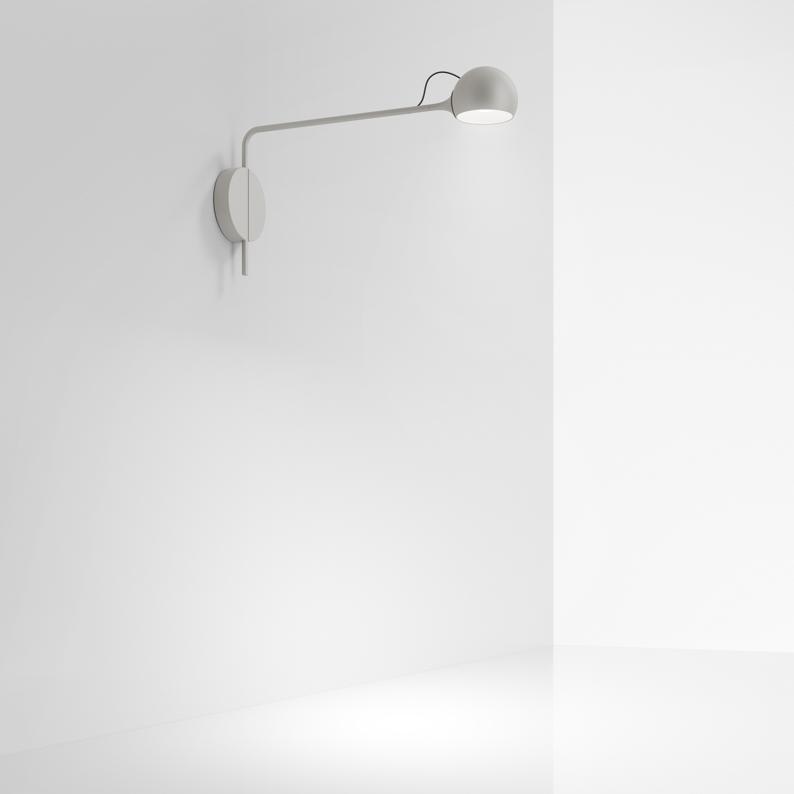 Artemide Ixa LED zidna svjetiljka, fiksna ruka, bijelo-siva