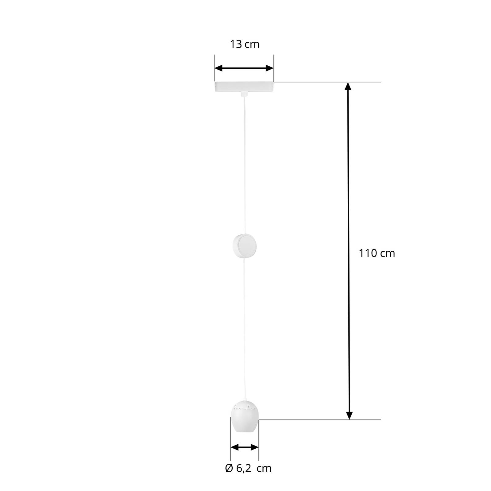 Lampa wisząca LED Lumaro, biała, Ø 6,2 cm, 48V, ściemniana