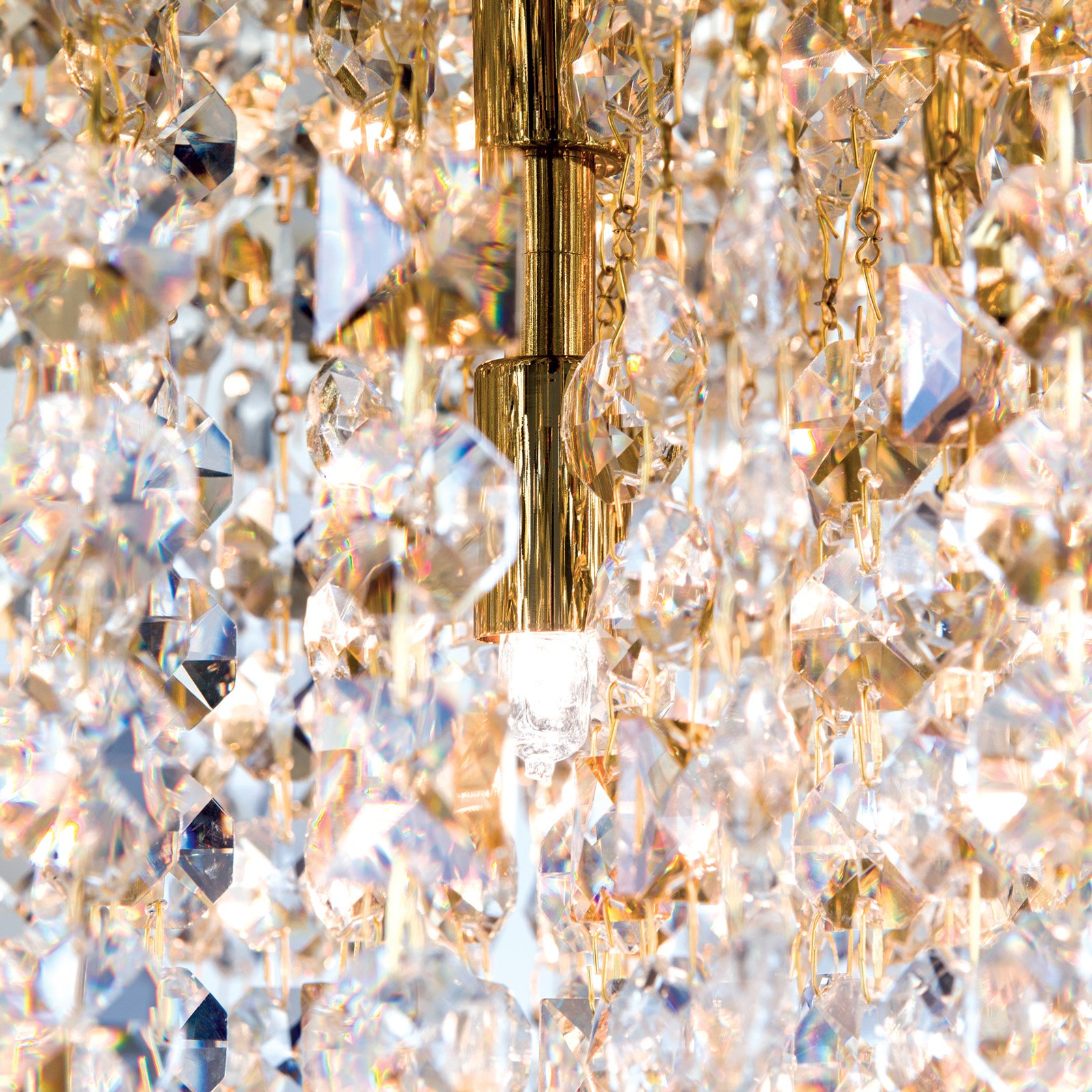 Plafondlamp Crystalriver met kristalbezetting goud