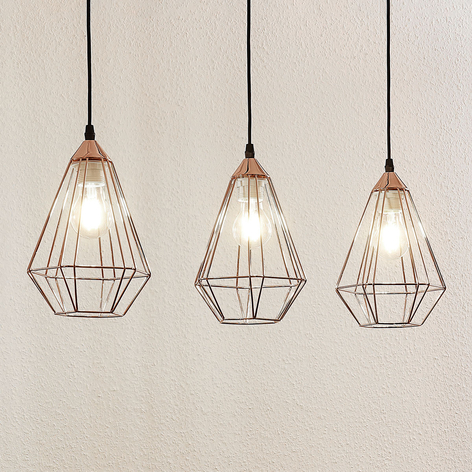 Elda pendant light with cages, linear, copper
