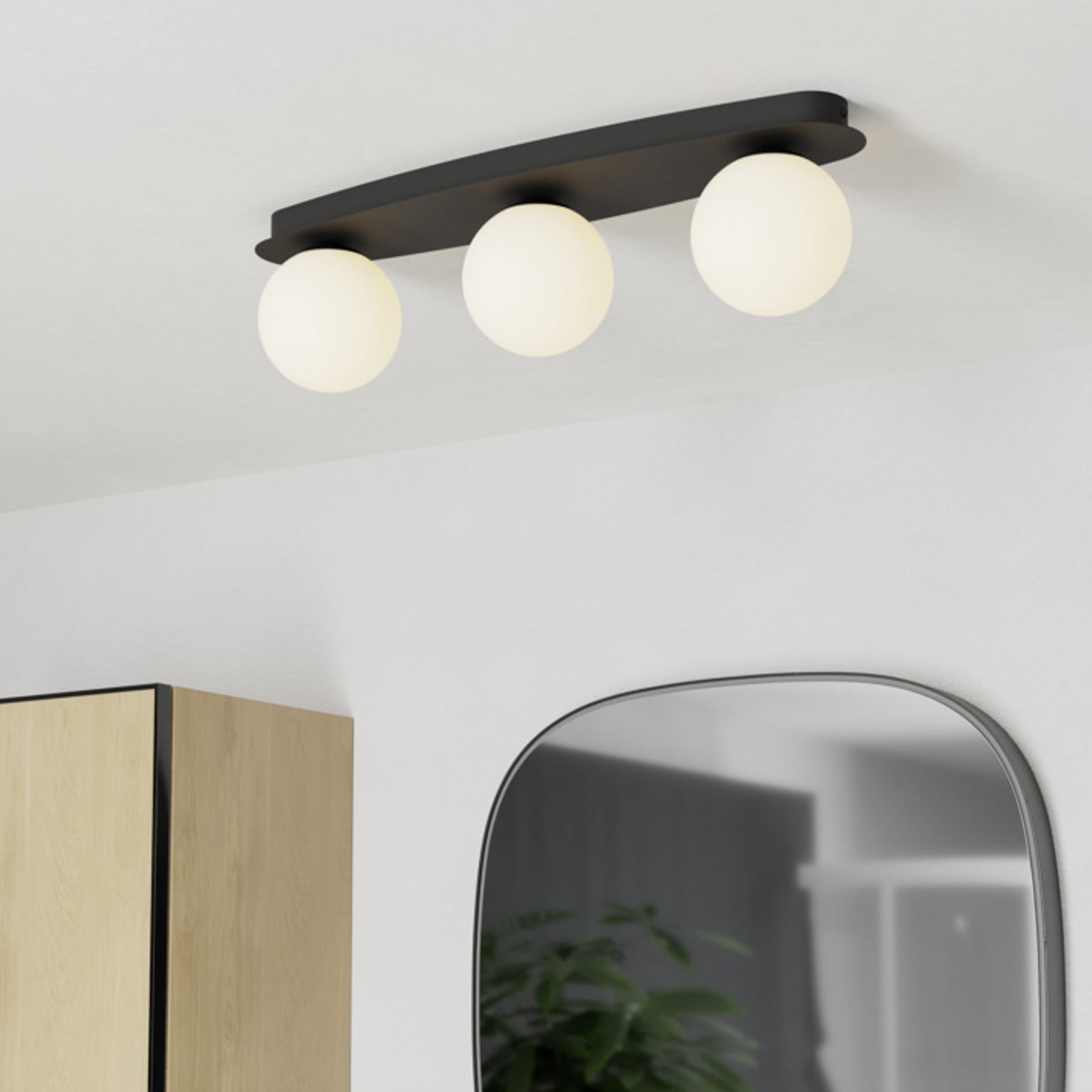 EGLO plafondlamp CASTROVIDO zwart 58 cm 3-lamps IP44 G9-LED