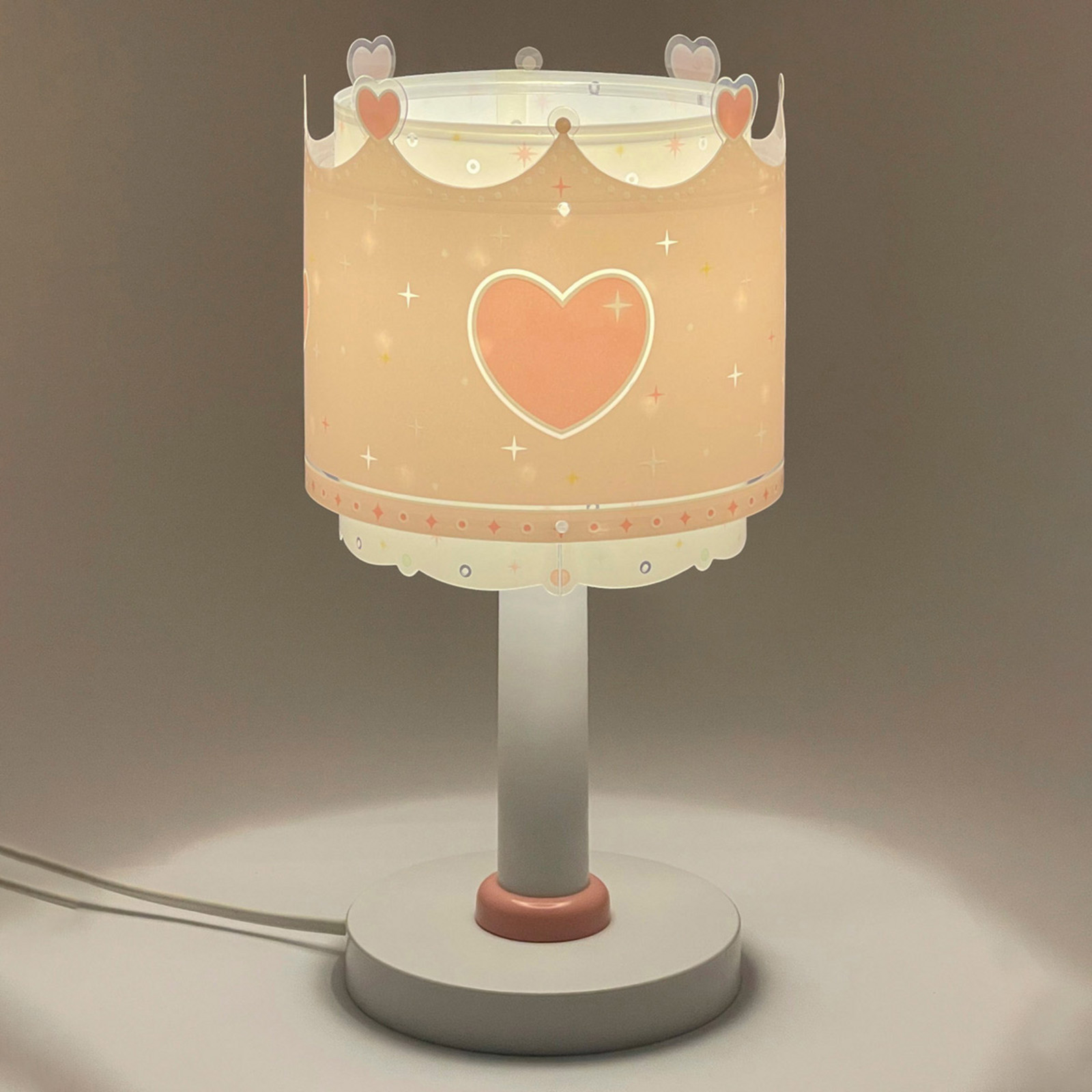 Dalber Lampa de masă pentru copii Little Queen G4 Ø 15 cm - Camera copiilor - alb roz - Plastic