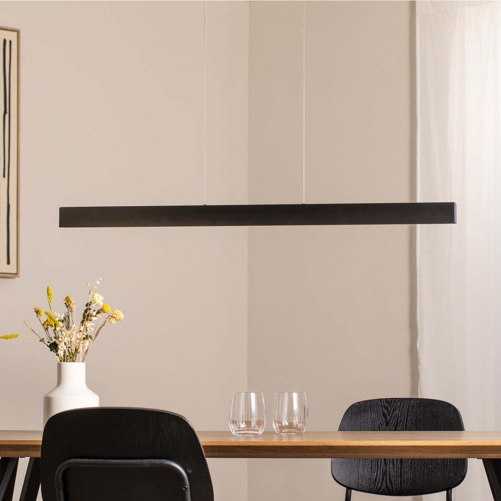 Broll LED pendant light, anthracite, steel, length 100 cm