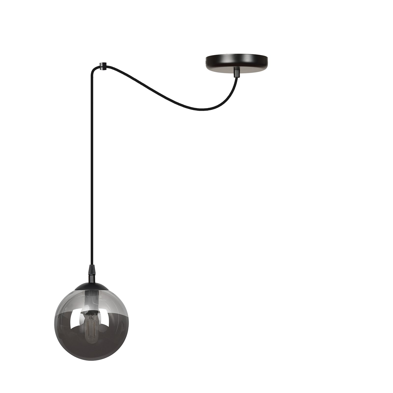 Hanglamp Glassy, 1-lamp, decentraal, grafiet