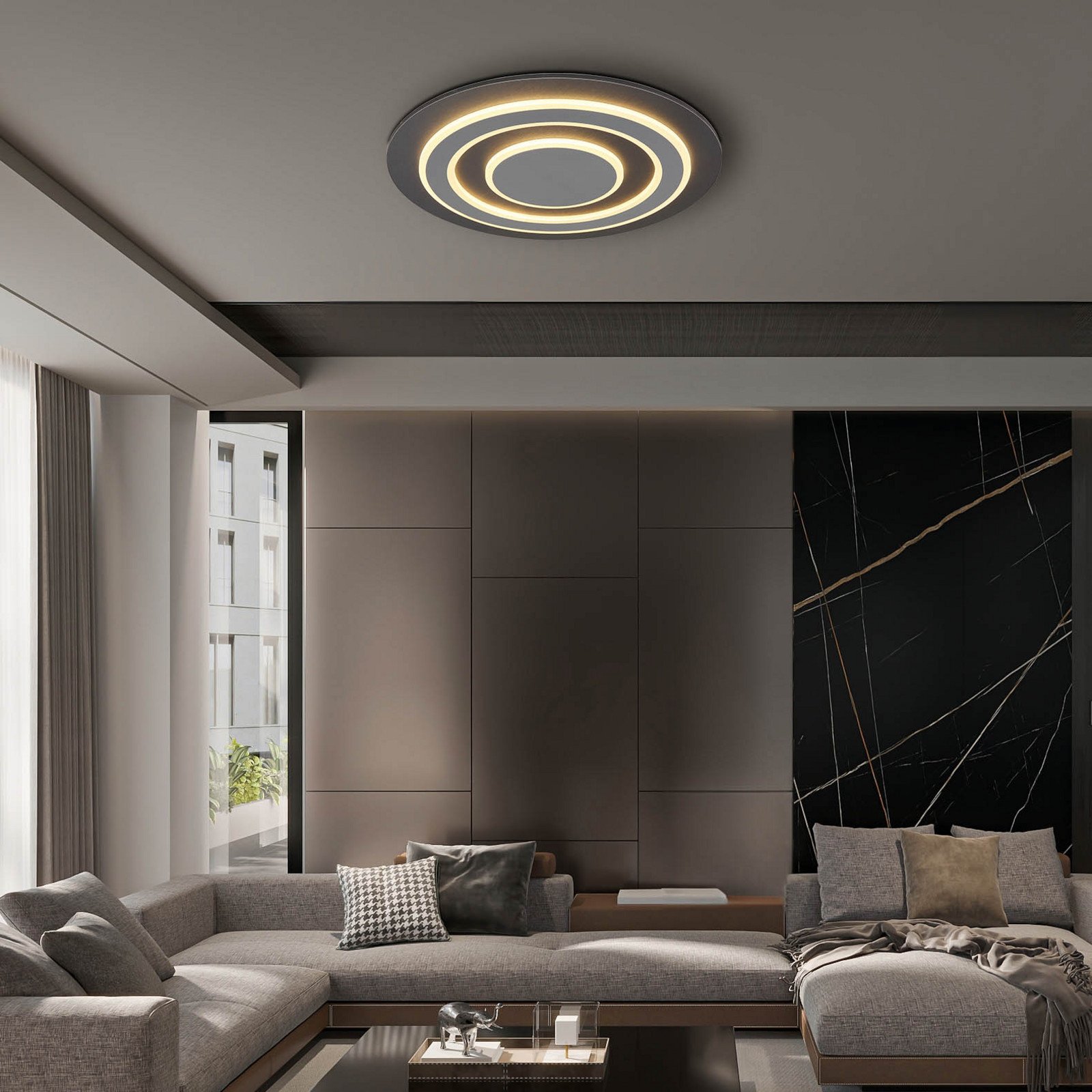 Globo Jayden plafonieră LED Ø 48 cm antracit/gri metal - Camera de zi / sufragerie - modern - antracit gri opal