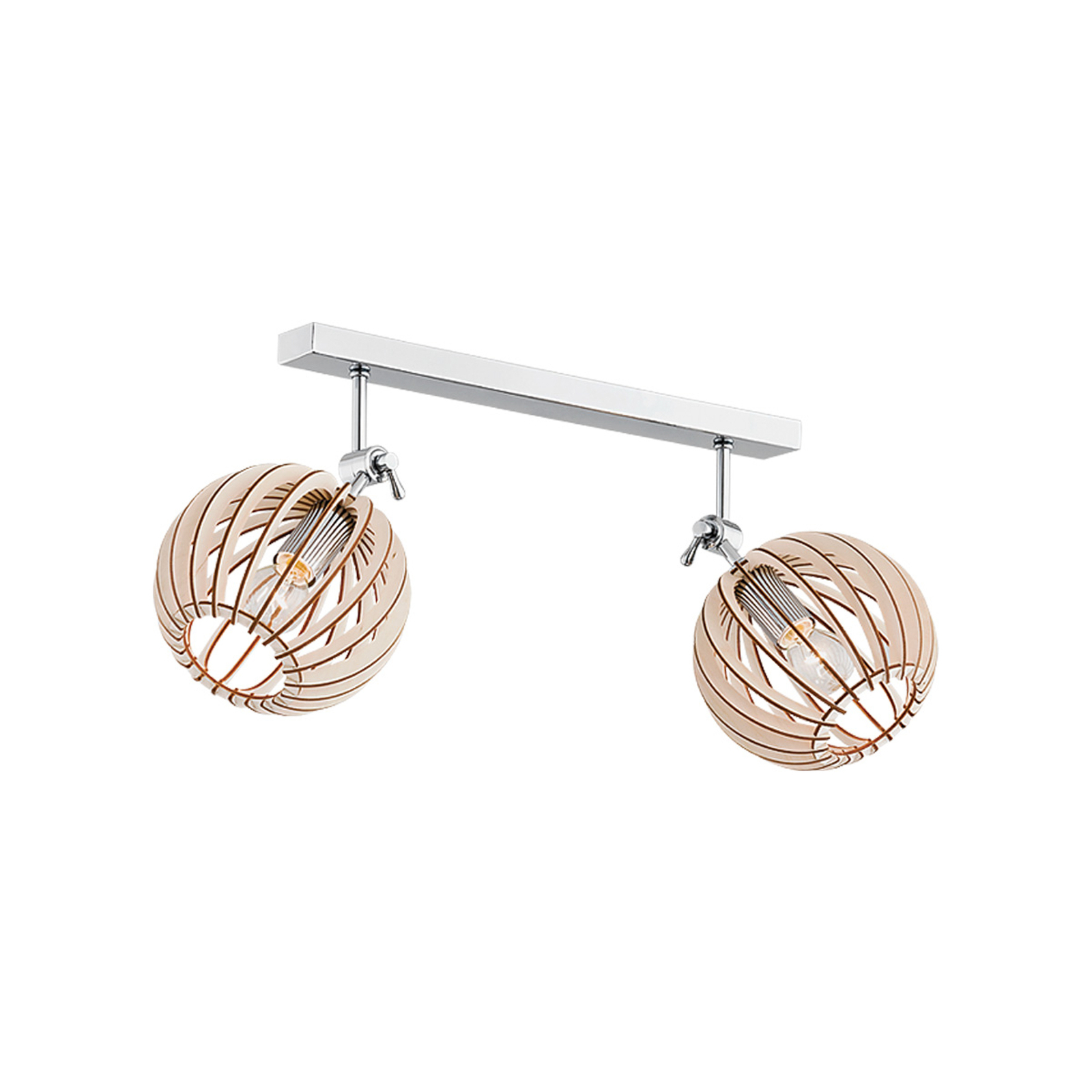 Lampa sufitowa Paz z drewnianym kloszem, 2-pkt.