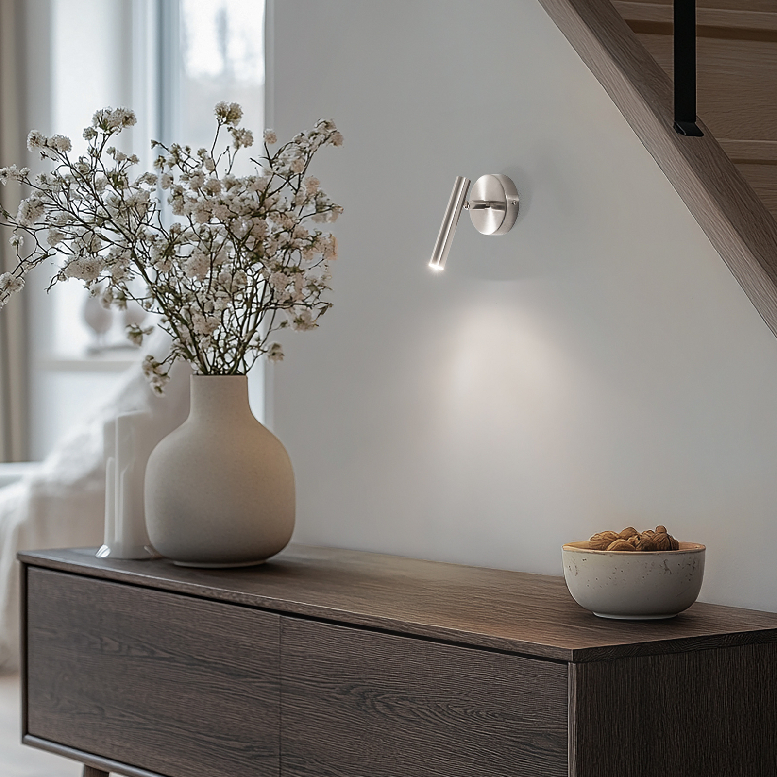 Sopel wall light, silver, 1-bulb, steel, G9, height 15 cm 
