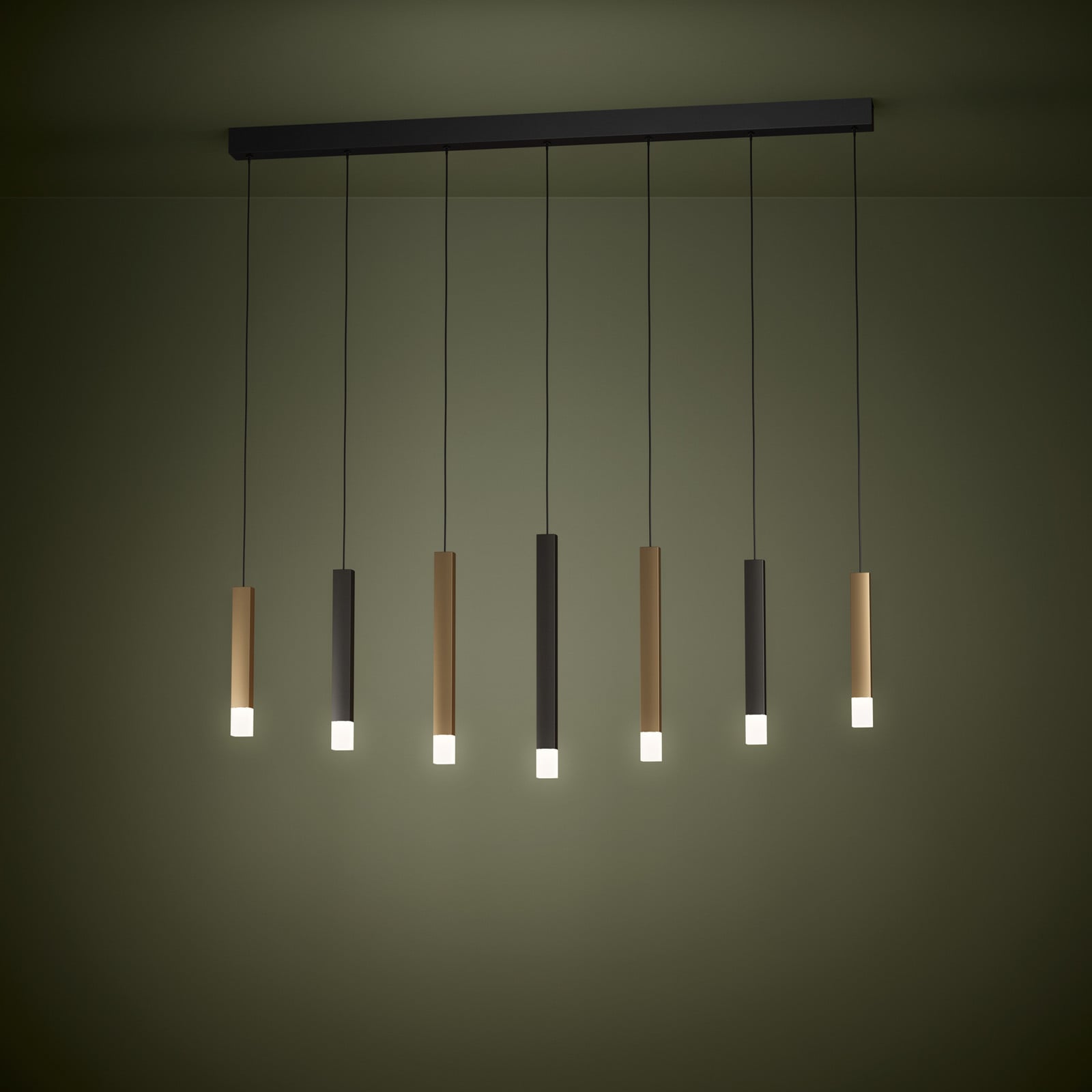 Lampă suspendată LED EGLO Stars of Light Estanterios 7 becuri lungi - Camera de zi / sufragerie - Modern - negru maro auriu - Aluminiu