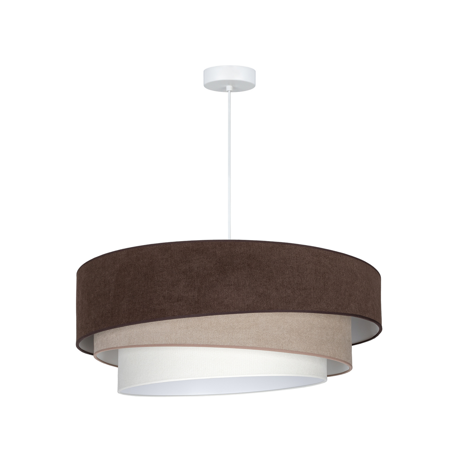 Lampada a sospensione Trio, marrone/beige, Ø 60 cm, tessuto, E27 - Duolla