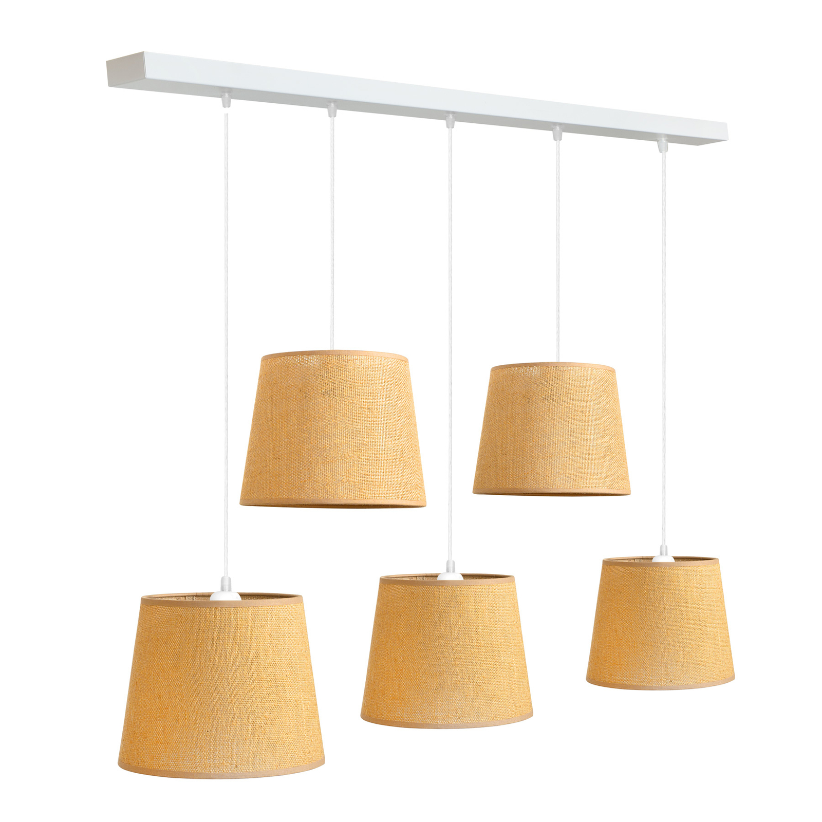 Suspension Jute, brun nature, 5 lampes linéaires