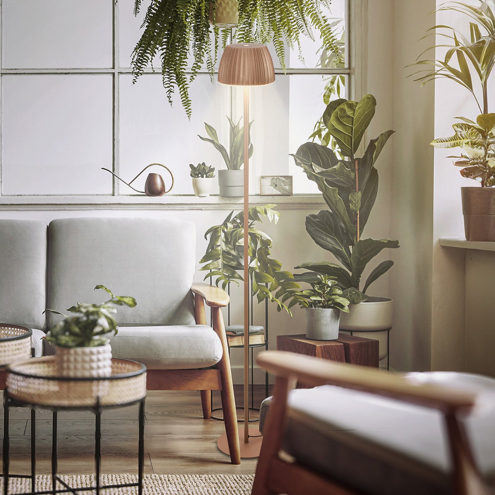 LED-lattiavalo Loca, ruskea, korkeus 123 cm, muovi/metalli