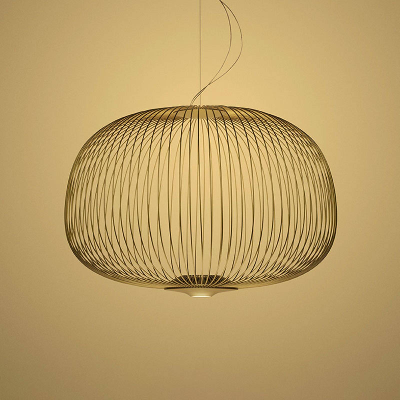 FOSCARINI Foscarini MyLight Spokes 3 LED hanging lamp, gold, for Living / Dining Room, painted steel, aluminium, 30 W, energy efficiency: A, H: 42 cm