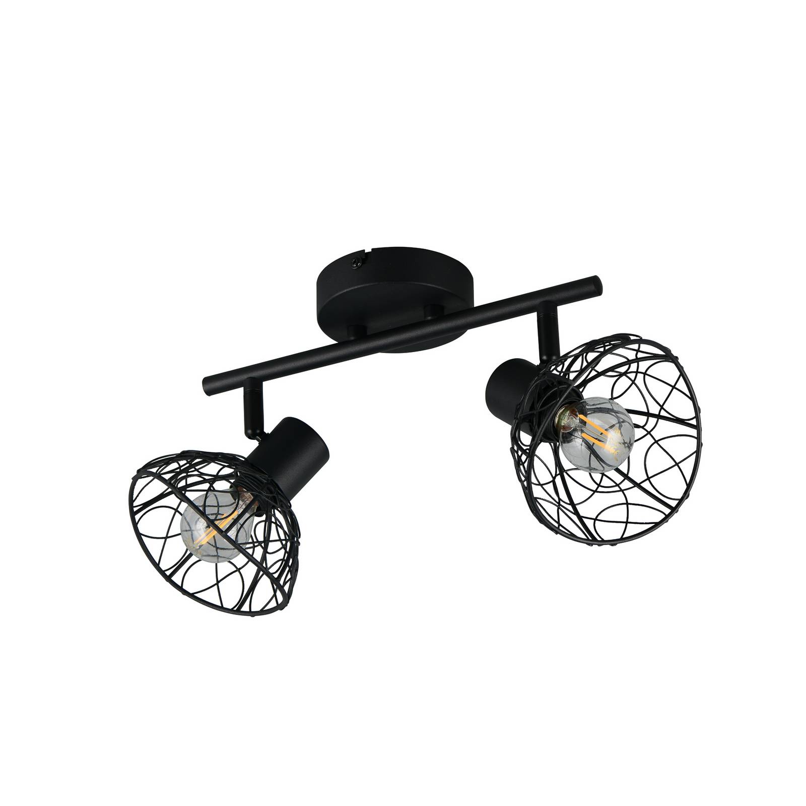 Deckenlampe Yako, schwarz matt, Länge 40 cm, 2-flg., Metall