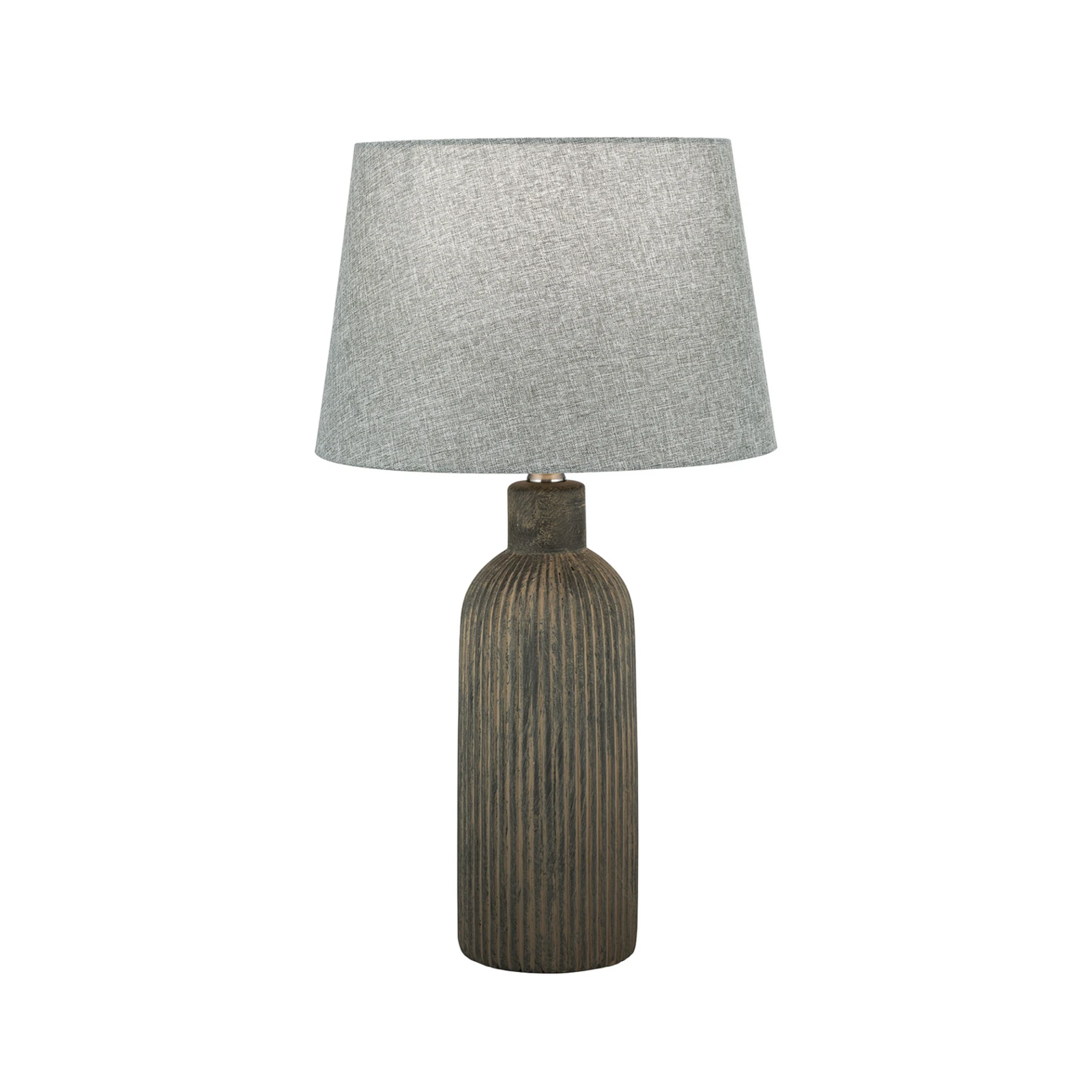 Candeeiro de mesa Orchid, castanho/cinzento, altura 53,5 cm, cerâmica/linho