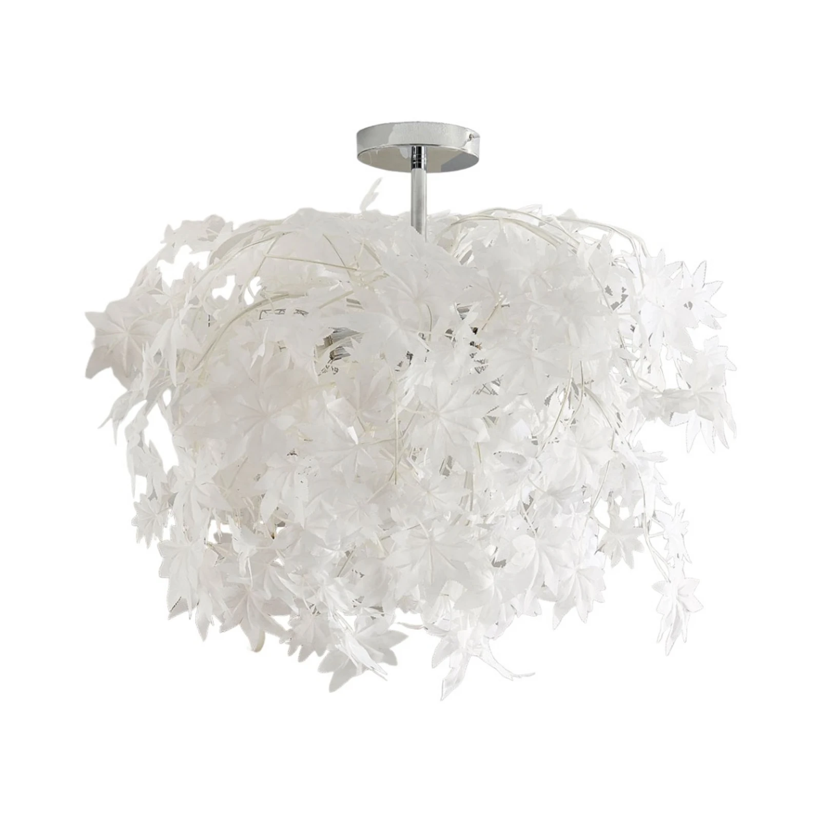 Φωτιστικό οροφής Lindby Maple, Ø 70 cm, χρώμιο, λευκό, ύφασμα