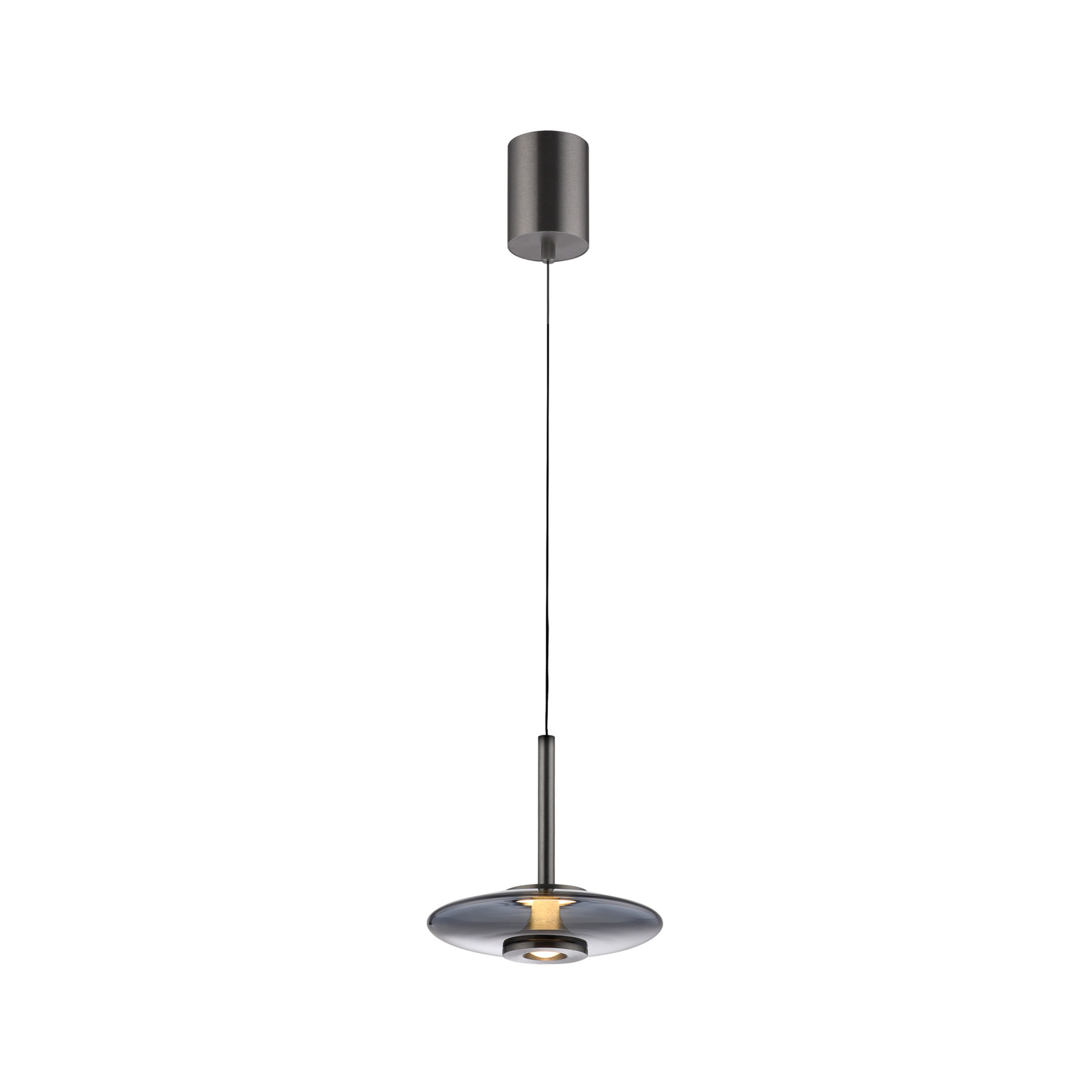 Lampada LED a sospensione Vitrum, grigia, vetro/alluminio, Ø 22 cm - PURE