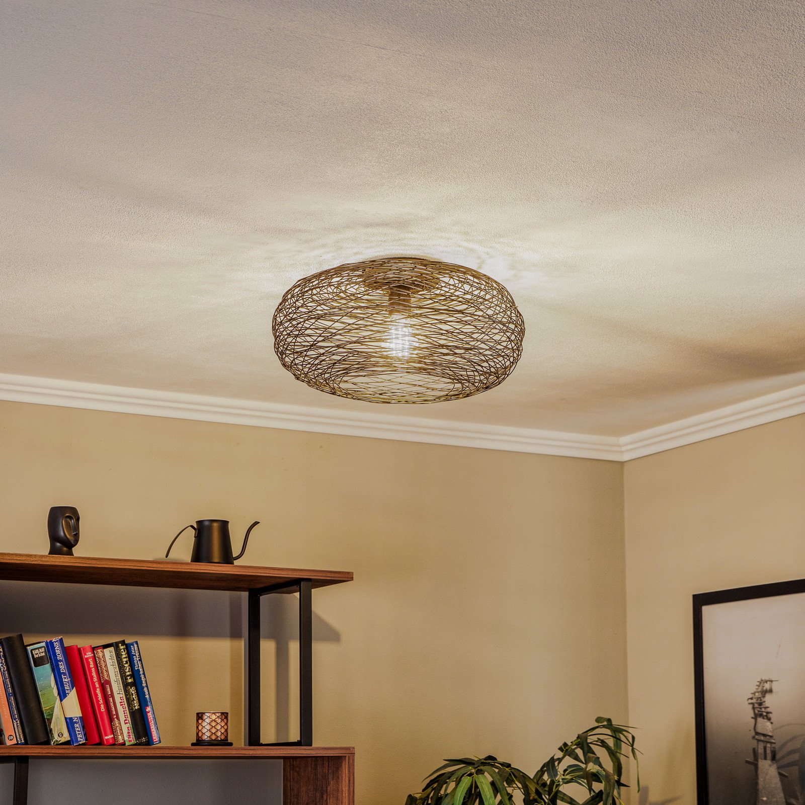 Plafonieră Lindby Kaviya negru Ø 40 cm fier E27 - Camera de zi / sufragerie - design