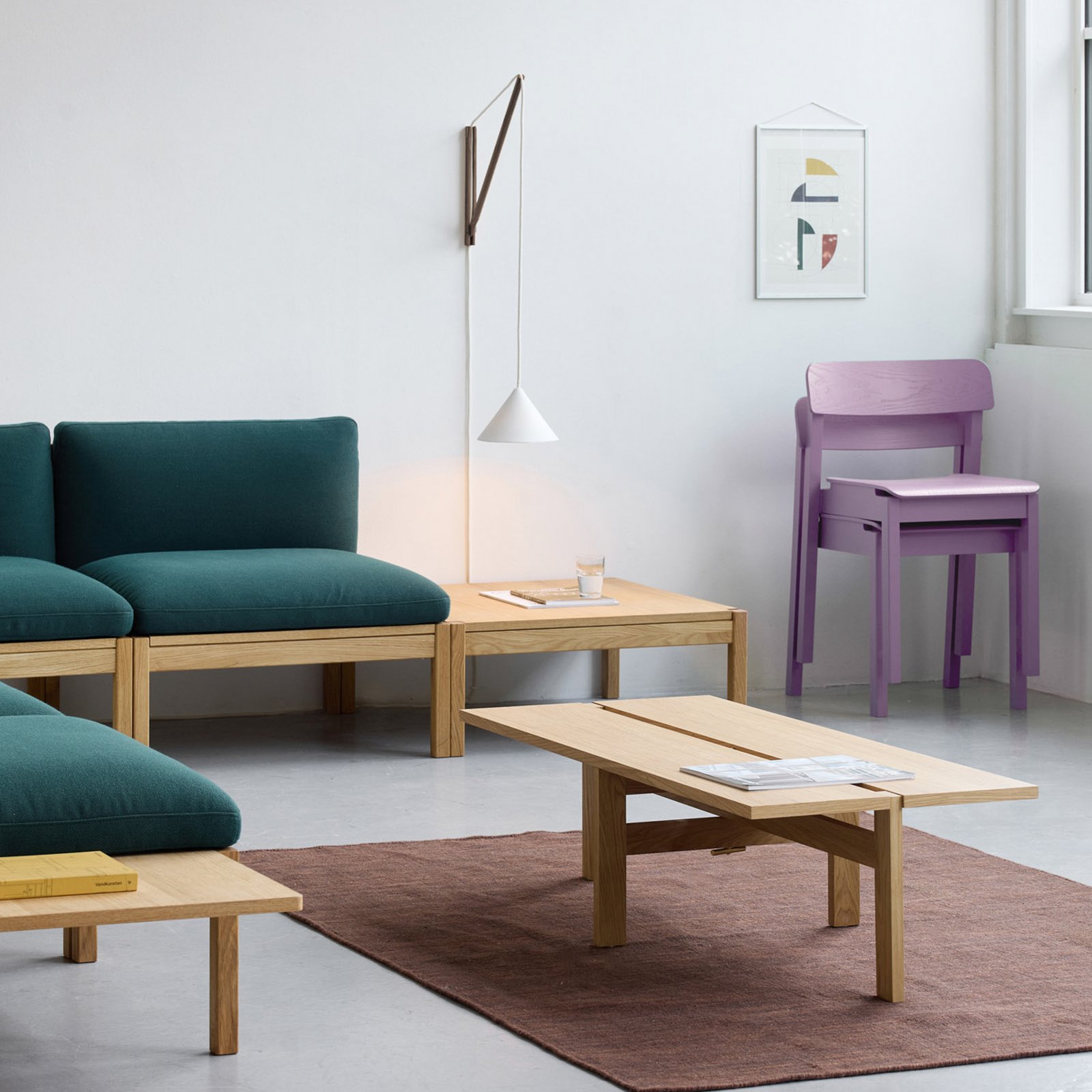 wandlamp gerookt eiken/wit verstelbare stekker G9 - Moebe