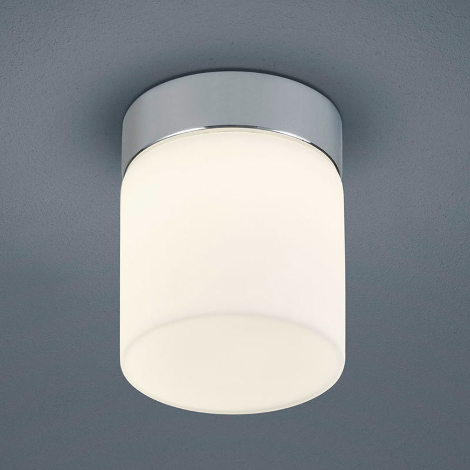 Helestra Cylindrical LED ceiling lamp Keto, IP code IP44, for Bathroom, metal, opal glass, 6 W, energy efficiency: A+, H: 12.5 cm
