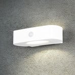 Bilbao solar wall light, white, height 6 cm, sensor, up/down
