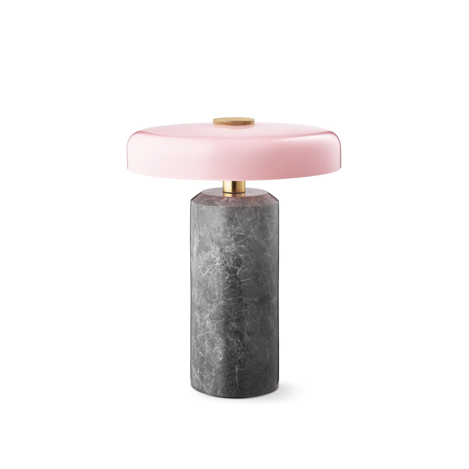 Trip LED genopladelig bordlampe, grå/pink, marmor, glas, IP44