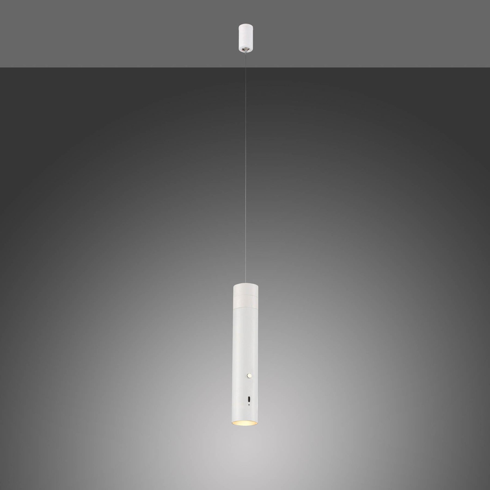 JUST LIGHT. Suspension LED rechargeable Attach, blanc, fer