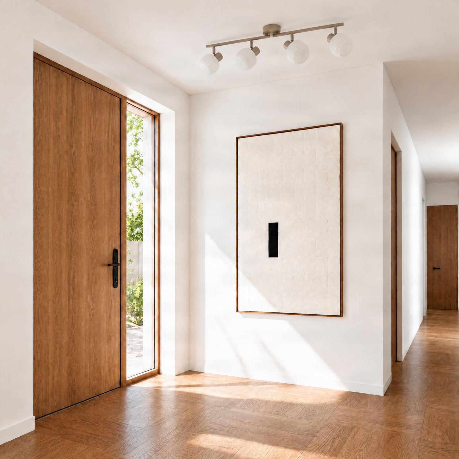 NOLA Deckenstrahler Evey, Länge 83 cm, 4-flg., weiß/beige