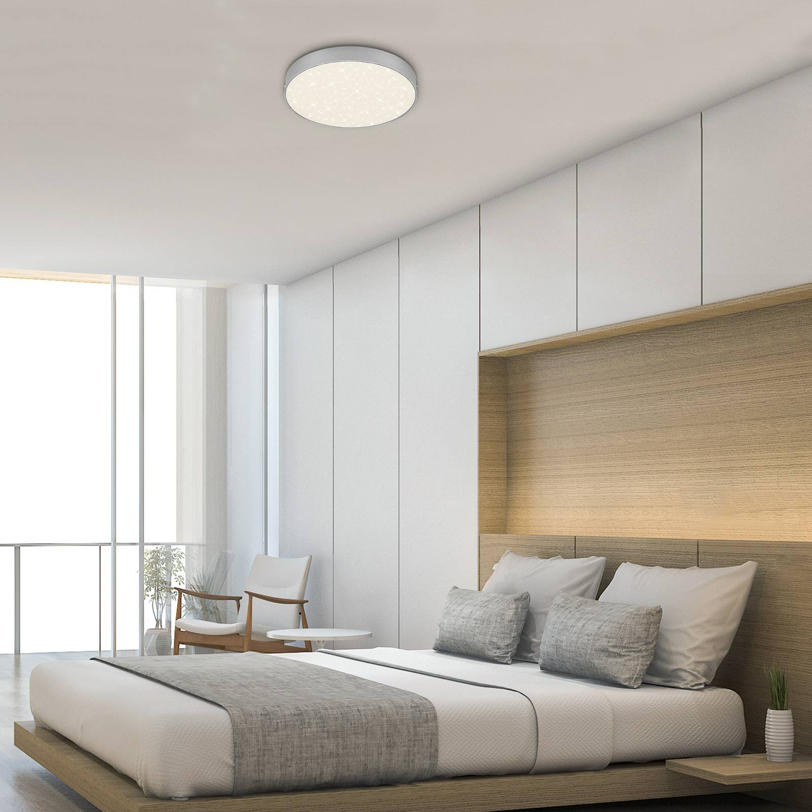 Lampa sufitowa LED Flame Star, Ø 21,2 cm, srebrna