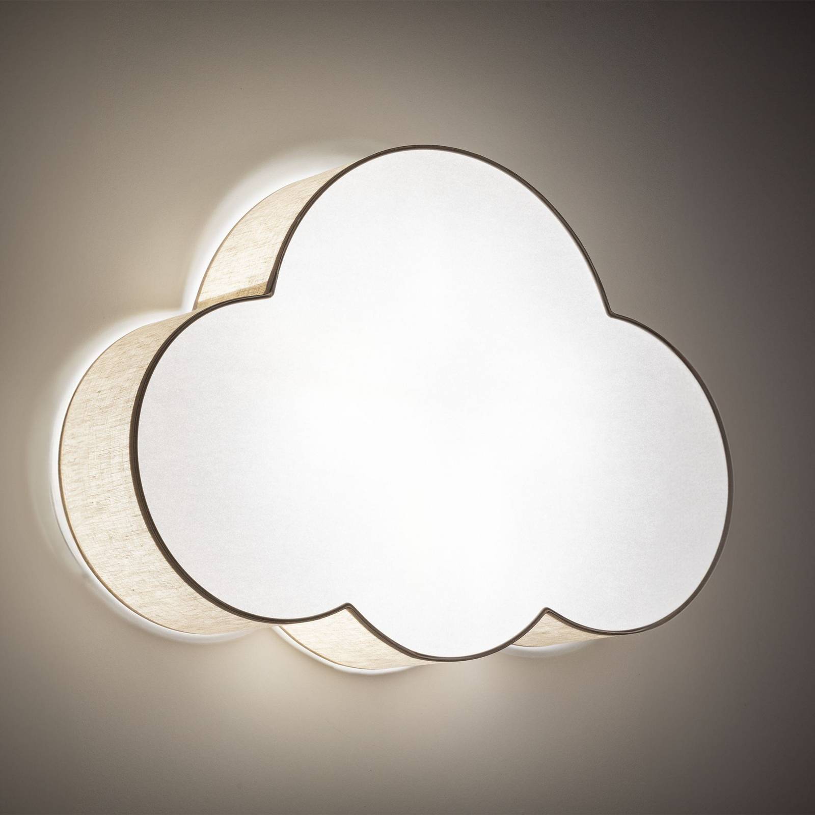 Lampa sufitowa Cloud, beżowa, długość 63 cm, len/plastik