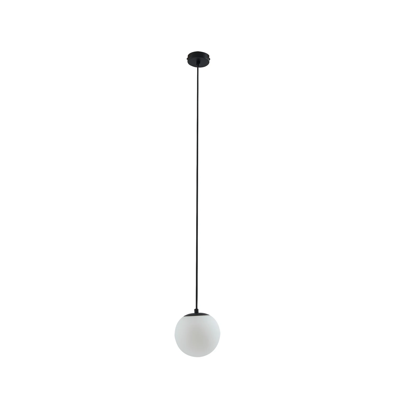 Závesné svietidlo Lucande Bidolo, čierne, sklo, Ø 15 cm, IP44