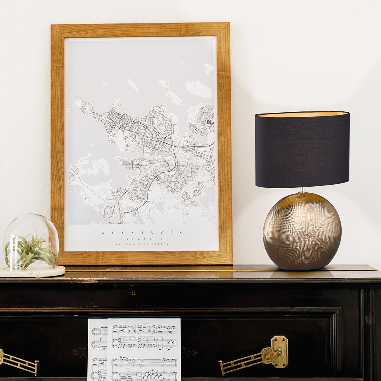 Lampa de masă Foro, bronz/negru, înălțime 53 cm