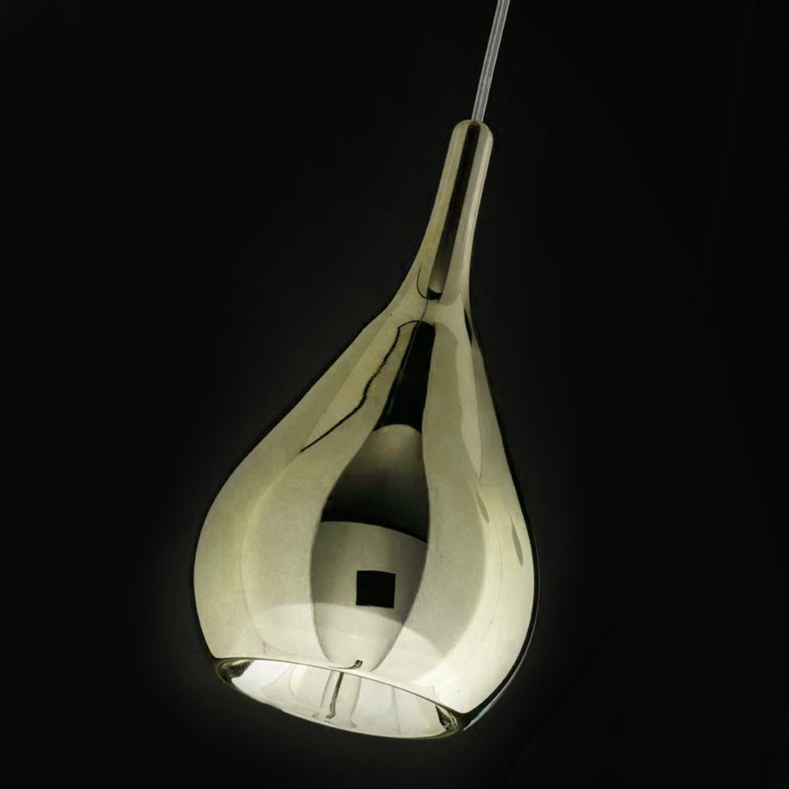 Sil-Lux Special hanging light Gocce gold, for Kitchen, metal, Pyrex glass, GY6.35, 35 W, energy efficiency: A++, H: 19 cm