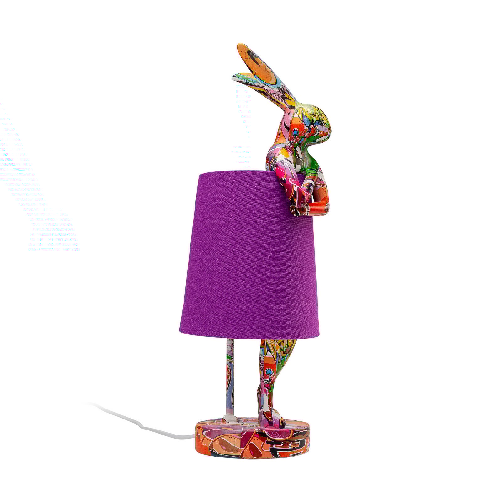 KARE tafellamp Animal Rabbit, paars/graffiti, 50 cm, E14