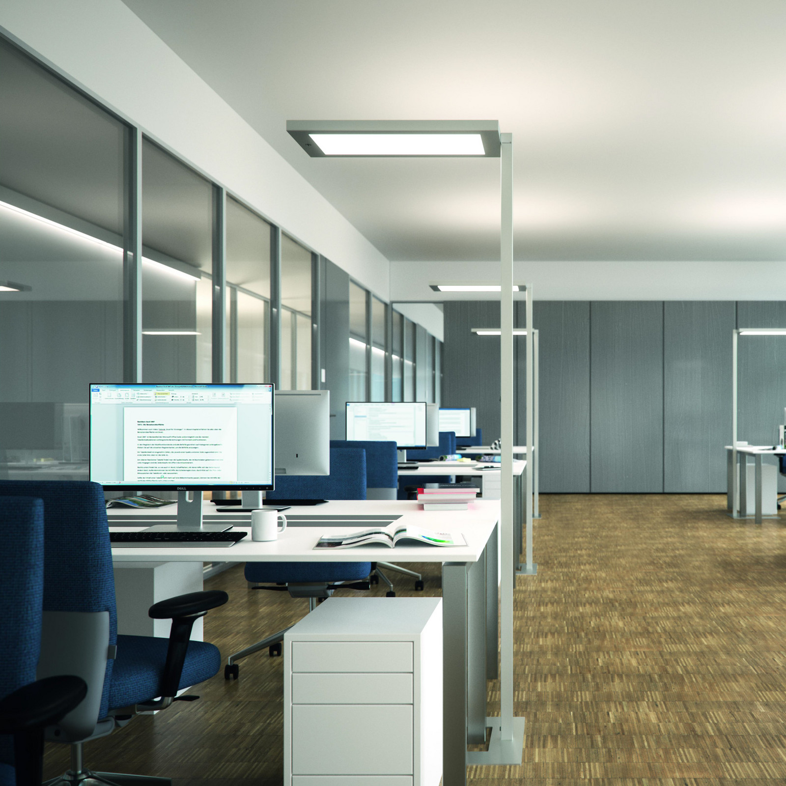 Waldmann Lampă de podea cu LED Lavigo Core DPS 12500/840/R/G1 alb senzor - Studiu / Birou - Modern - Metal