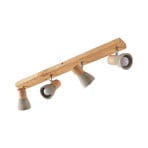Filiz 4 Ceiling Lamp Concrete/Wood - Lindby
