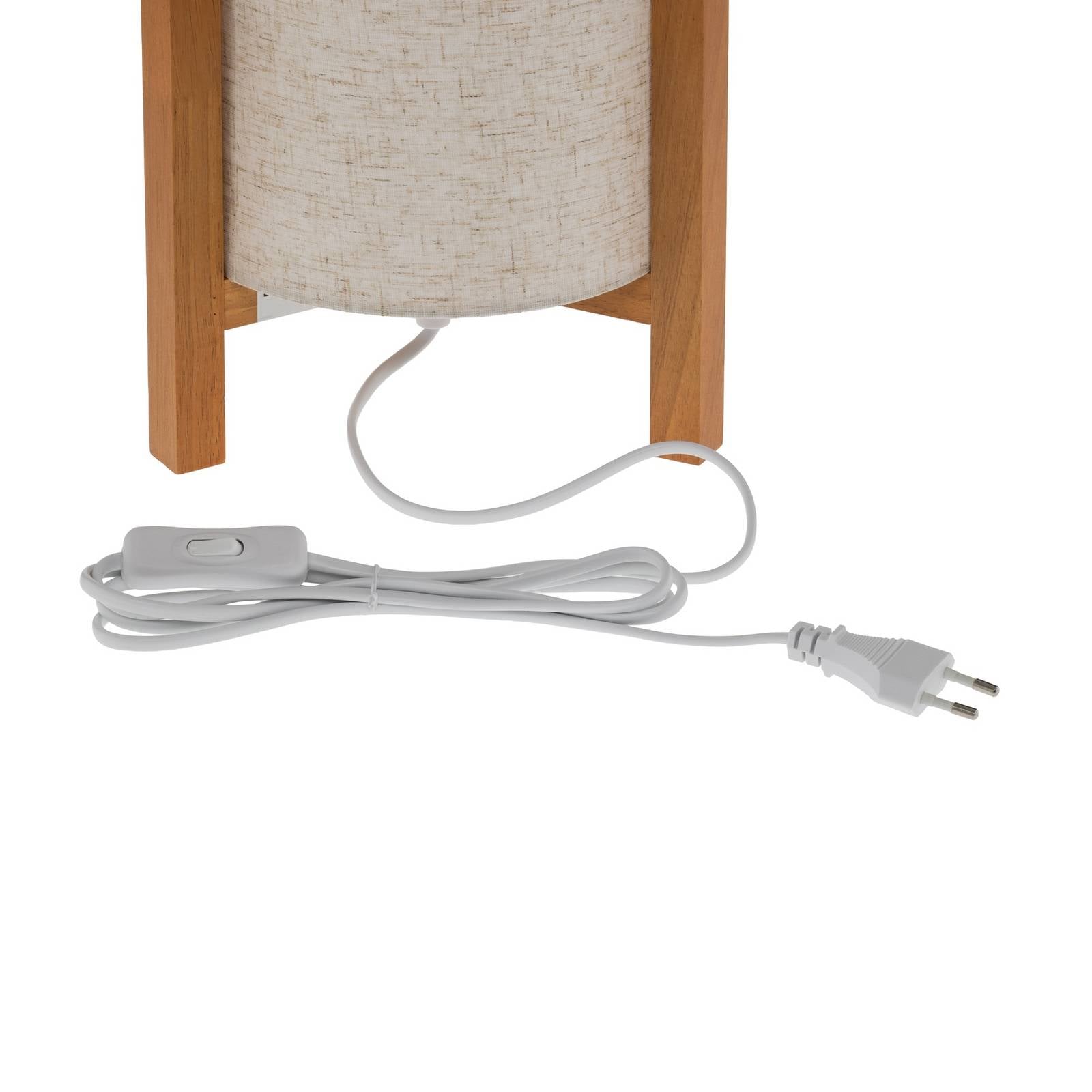 Lampa stołowa 3193, drewno, tkanina lniana, wysokość 52cm