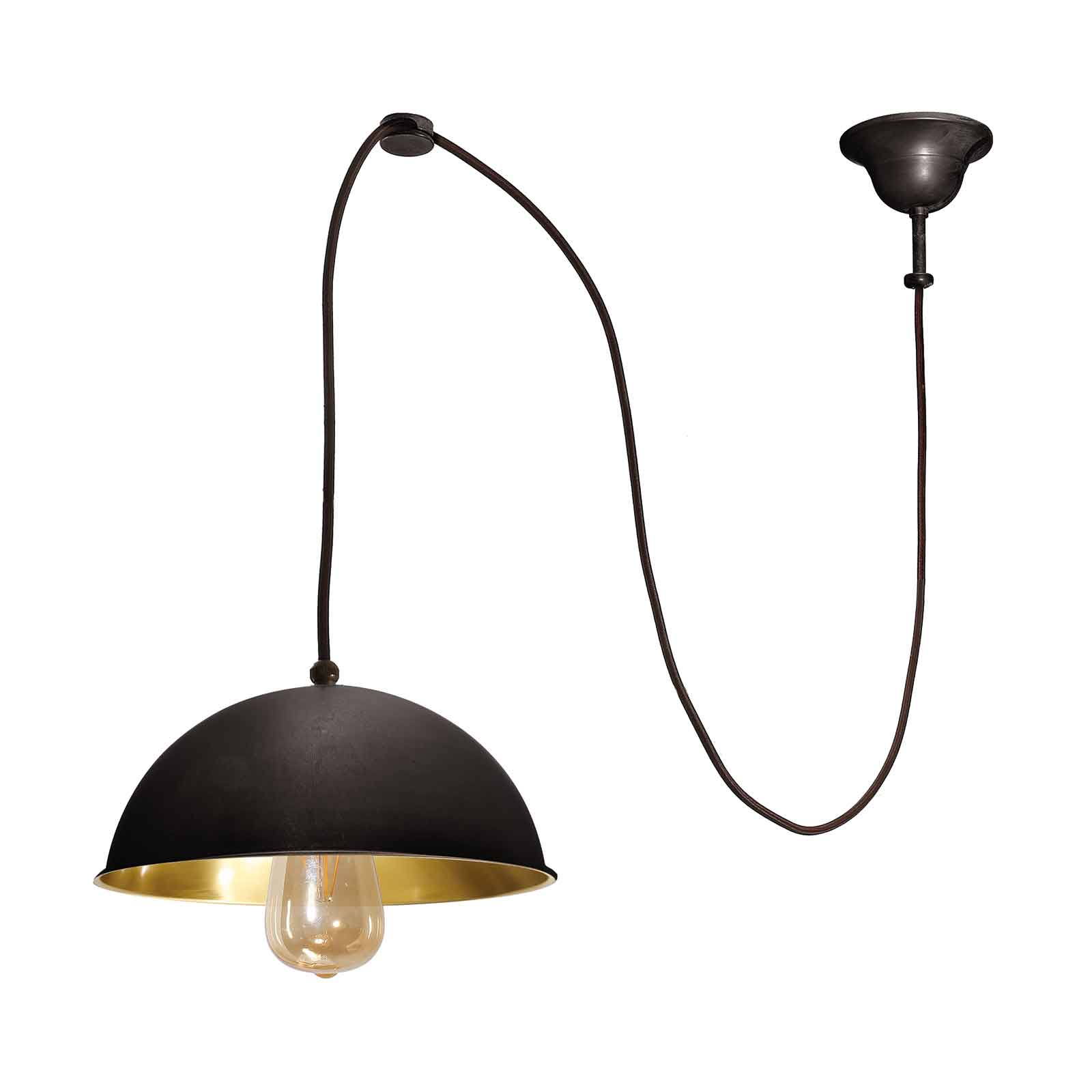 Circle hanging lamp decentralized burnished brass