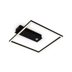 LED-Deckenleuchte Nici, schwarz, eckig, Bewegungsmelder
