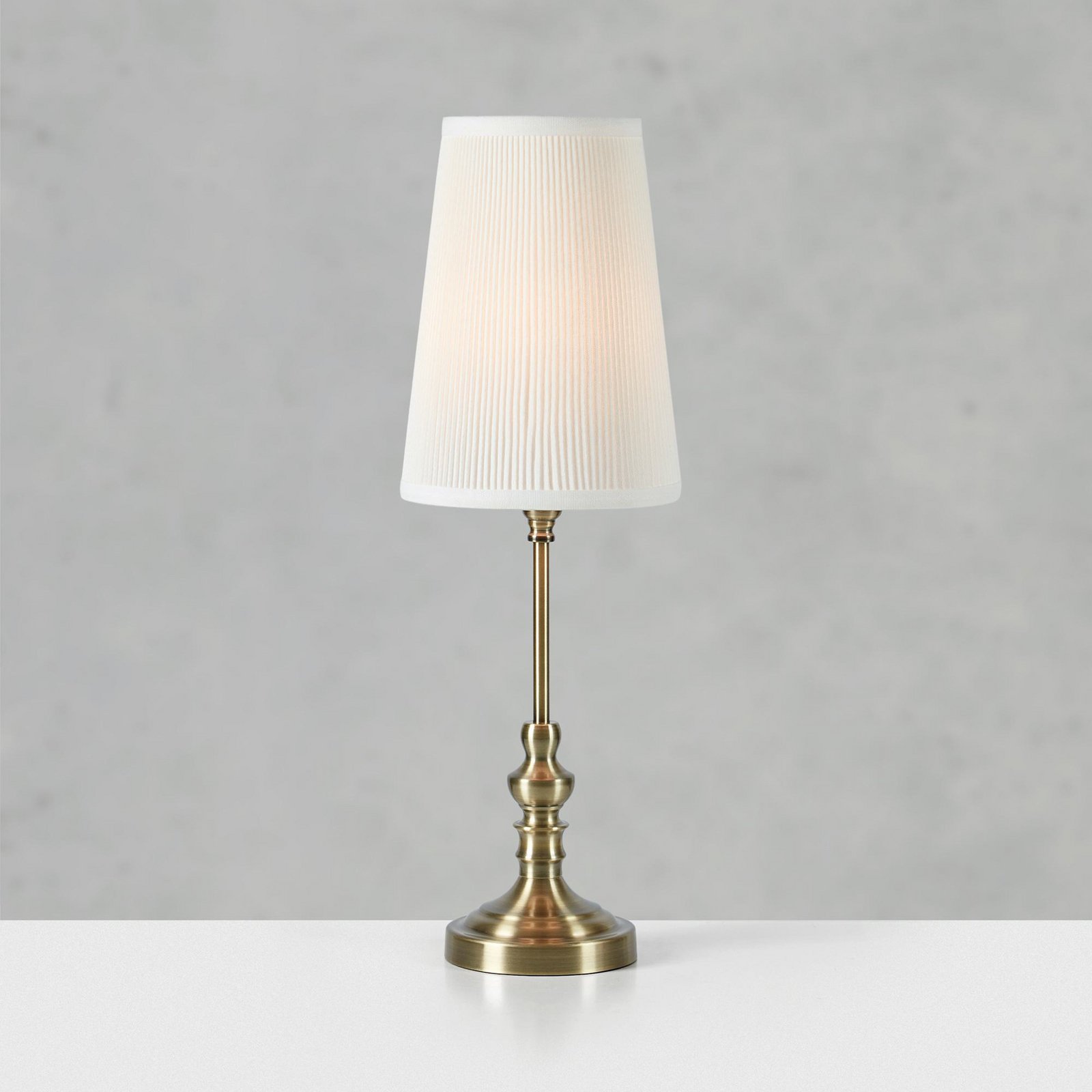 Lampada da tavolo Noble, color ottone/bianco naturale, altezza 56 cm, tessuto